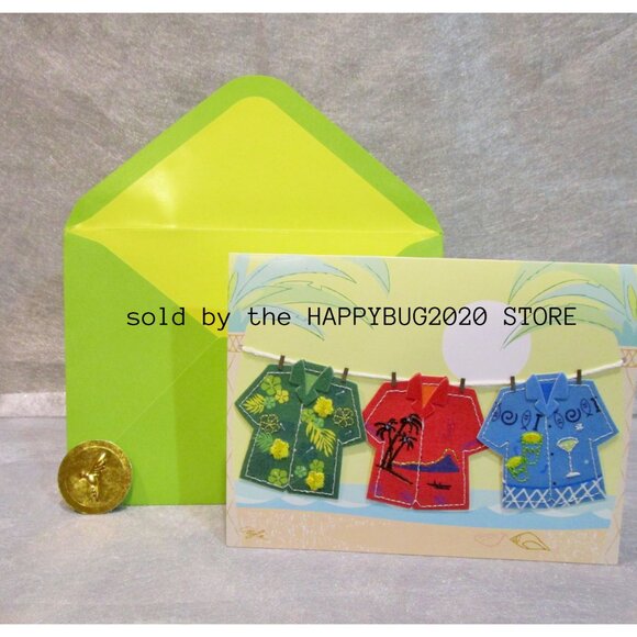 Papyrus HAPPY BIRTHDAY GREETING CARD-GIFT BAG FOR HIM-Hawaiian shirts- HANDMADE - Picture 5 of 10